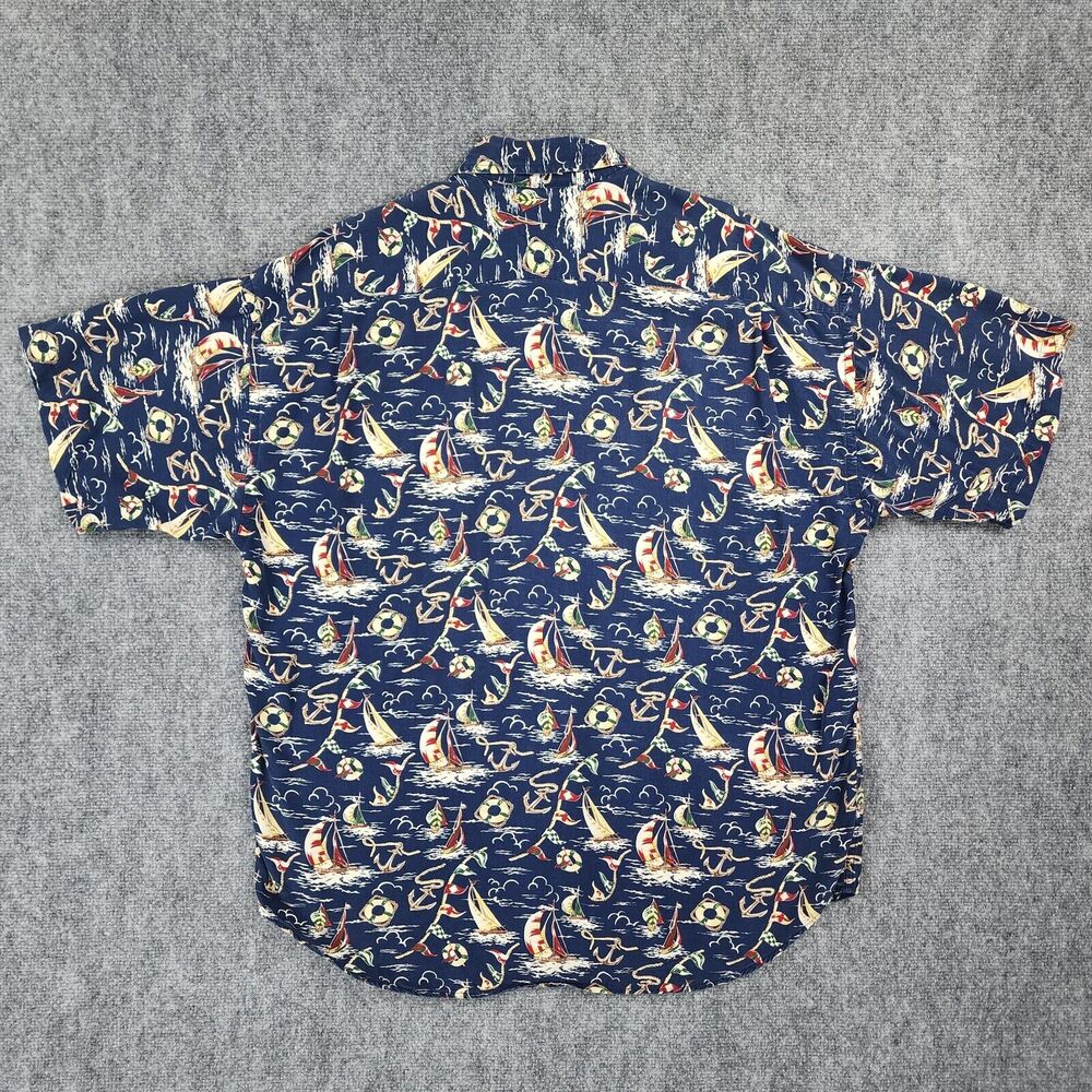 Tommy Hilfiger Shirt Mens Medium Sailing AOP Camp Loop Collar Vintage Nautical - Picture 4 of 13